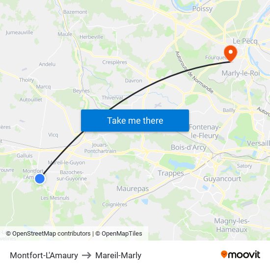 Montfort-L'Amaury to Mareil-Marly map