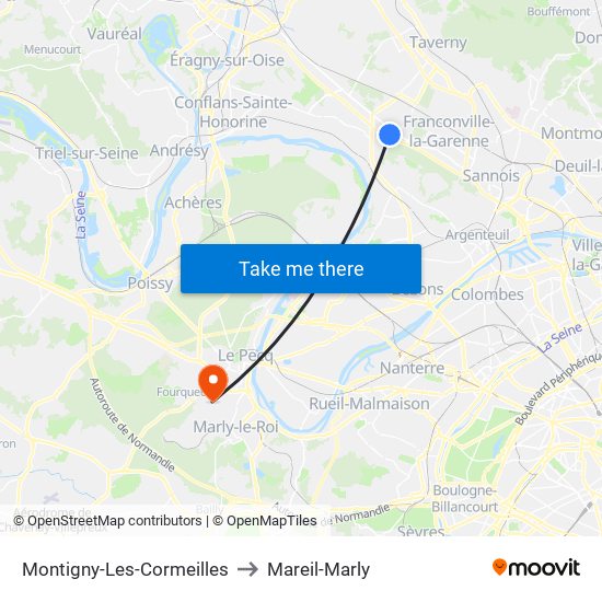 Montigny-Les-Cormeilles to Mareil-Marly map