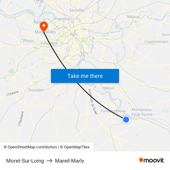 Moret-Sur-Loing to Mareil-Marly map