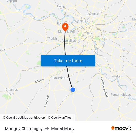 Morigny-Champigny to Mareil-Marly map