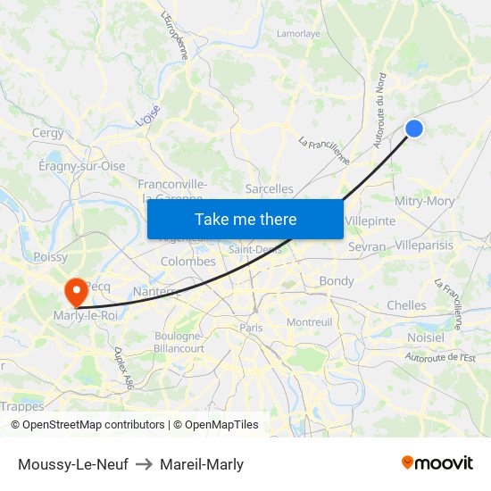 Moussy-Le-Neuf to Mareil-Marly map
