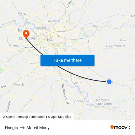 Nangis to Mareil-Marly map