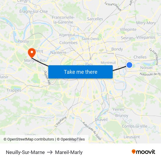 Neuilly-Sur-Marne to Mareil-Marly map