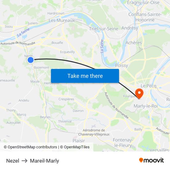 Nezel to Mareil-Marly map