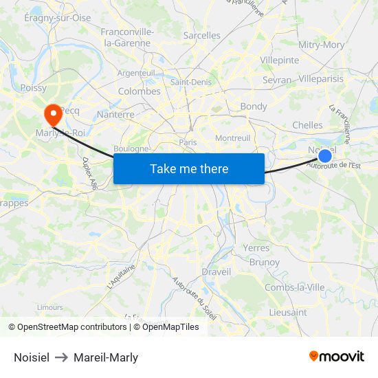 Noisiel to Mareil-Marly map