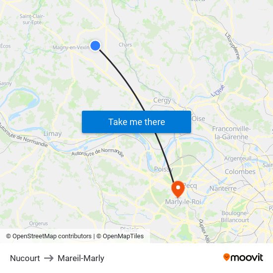 Nucourt to Mareil-Marly map