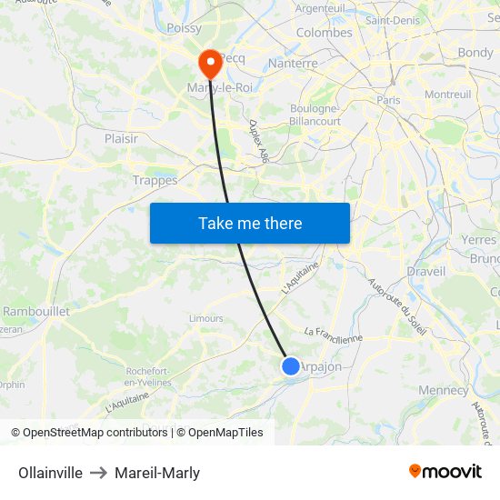 Ollainville to Mareil-Marly map