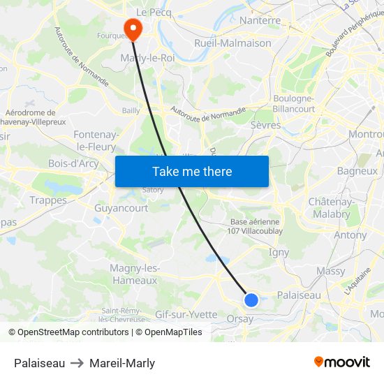 Palaiseau to Mareil-Marly map