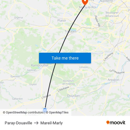 Paray-Douaville to Mareil-Marly map