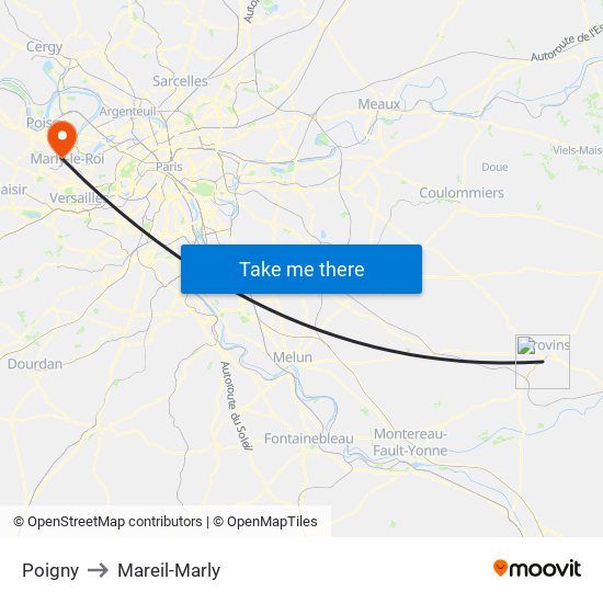 Poigny to Mareil-Marly map