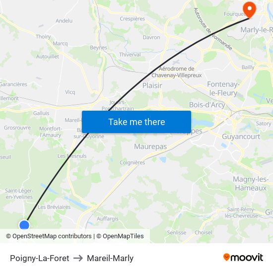 Poigny-La-Foret to Mareil-Marly map