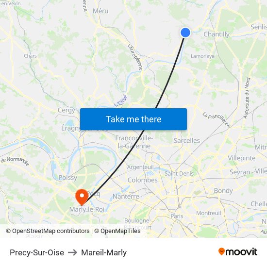 Precy-Sur-Oise to Mareil-Marly map