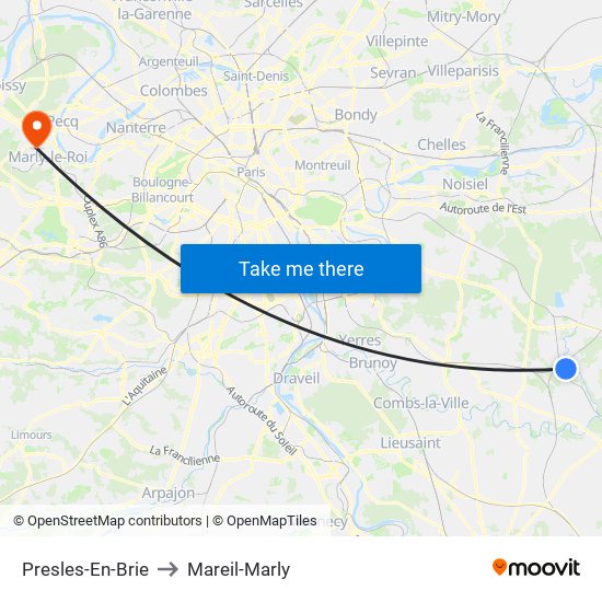 Presles-En-Brie to Mareil-Marly map
