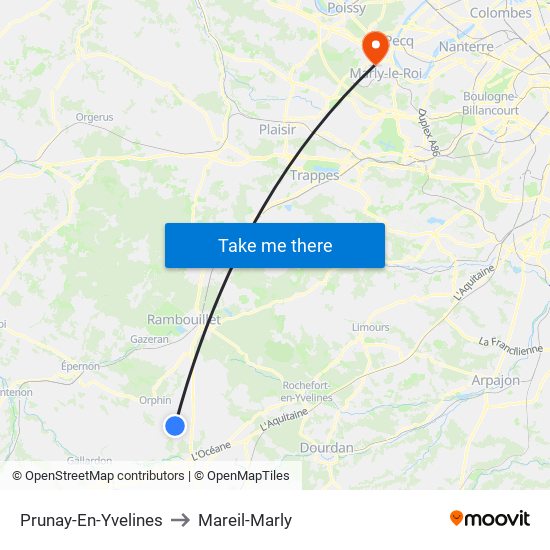 Prunay-En-Yvelines to Mareil-Marly map