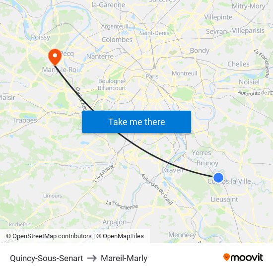Quincy-Sous-Senart to Mareil-Marly map