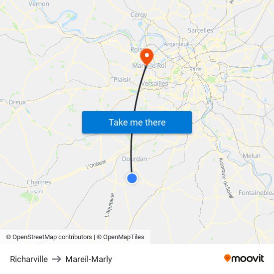 Richarville to Mareil-Marly map