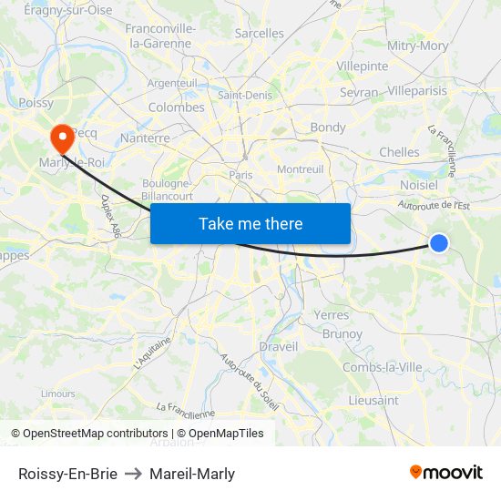 Roissy-En-Brie to Mareil-Marly map