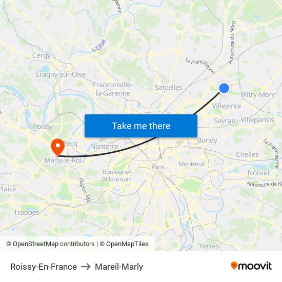 Roissy-En-France to Mareil-Marly map