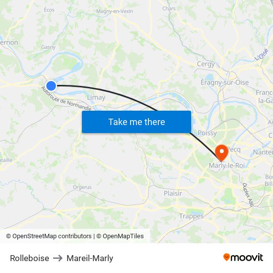 Rolleboise to Mareil-Marly map