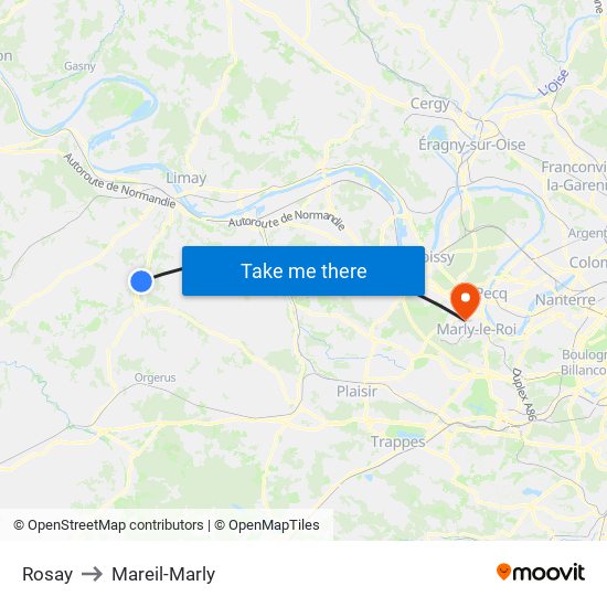 Rosay to Mareil-Marly map