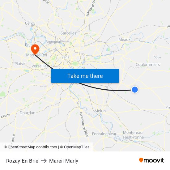 Rozay-En-Brie to Mareil-Marly map