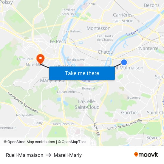 Rueil-Malmaison to Mareil-Marly map