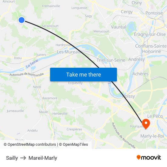 Sailly to Mareil-Marly map
