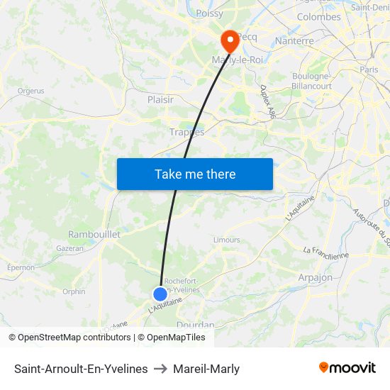 Saint-Arnoult-En-Yvelines to Mareil-Marly map
