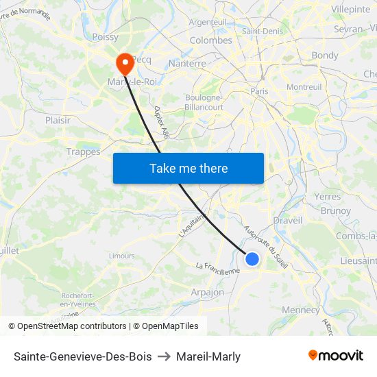 Sainte-Genevieve-Des-Bois to Mareil-Marly map
