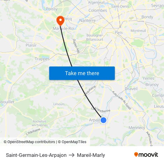 Saint-Germain-Les-Arpajon to Mareil-Marly map
