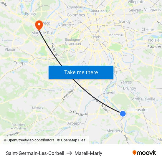 Saint-Germain-Les-Corbeil to Mareil-Marly map