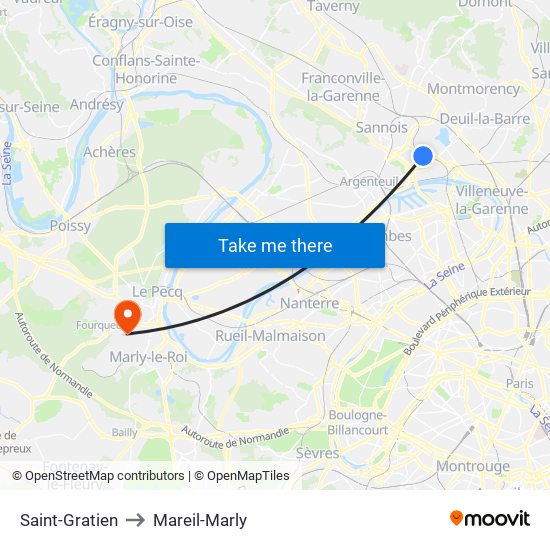 Saint-Gratien to Mareil-Marly map