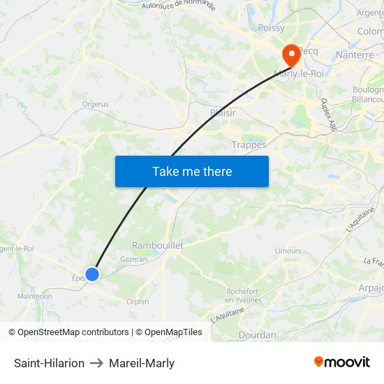 Saint-Hilarion to Mareil-Marly map