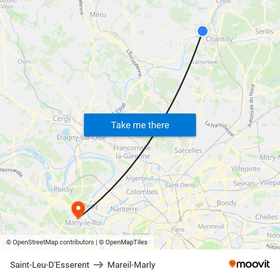 Saint-Leu-D'Esserent to Mareil-Marly map