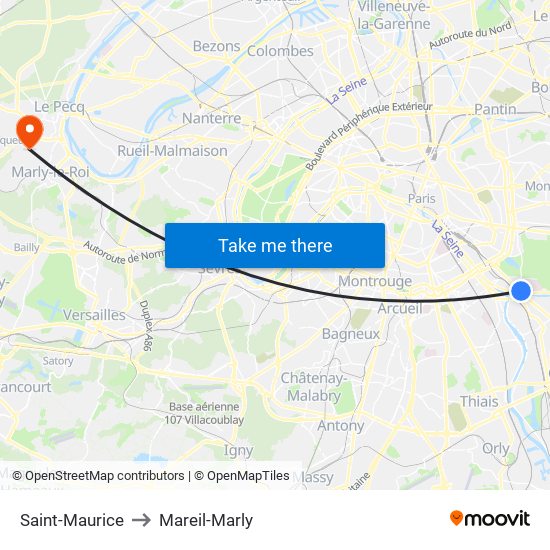 Saint-Maurice to Mareil-Marly map