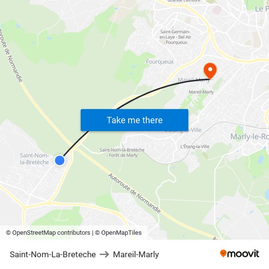 Saint-Nom-La-Breteche to Mareil-Marly map