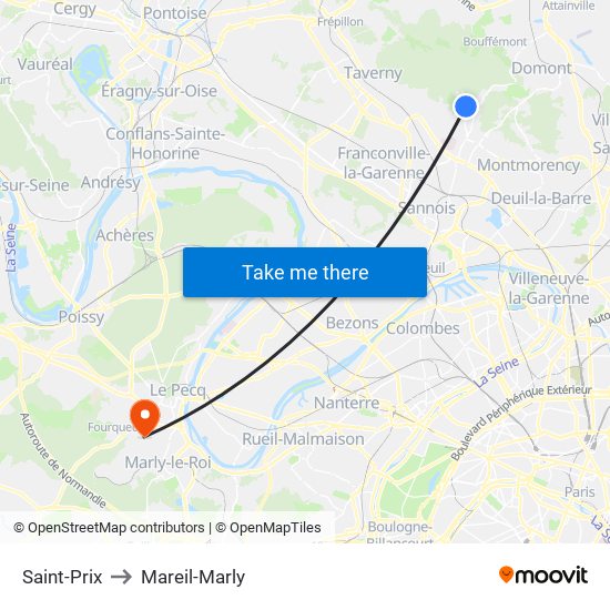 Saint-Prix to Mareil-Marly map
