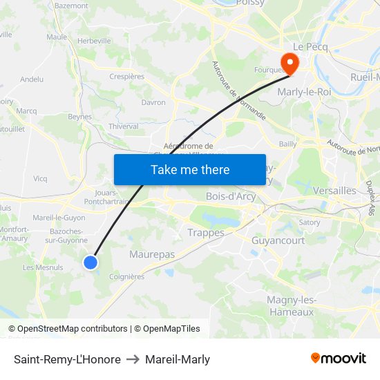 Saint-Remy-L'Honore to Mareil-Marly map