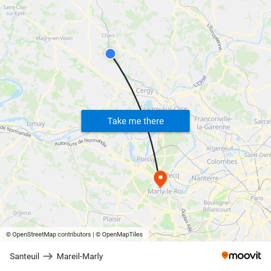 Santeuil to Mareil-Marly map