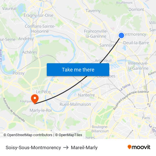 Soisy-Sous-Montmorency to Mareil-Marly map