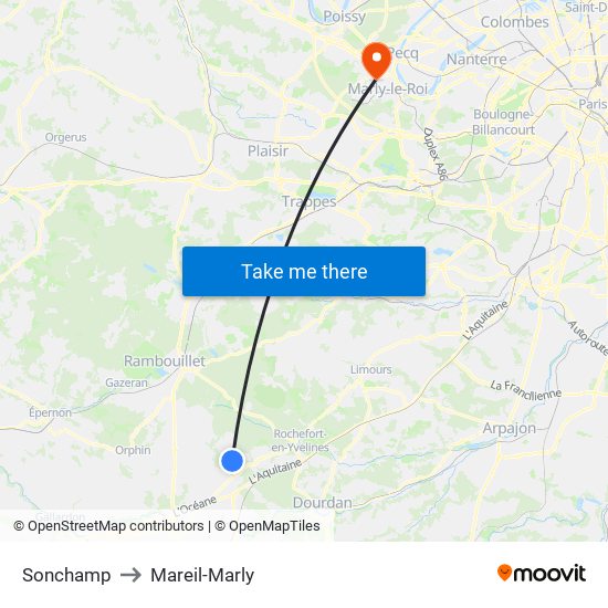 Sonchamp to Mareil-Marly map