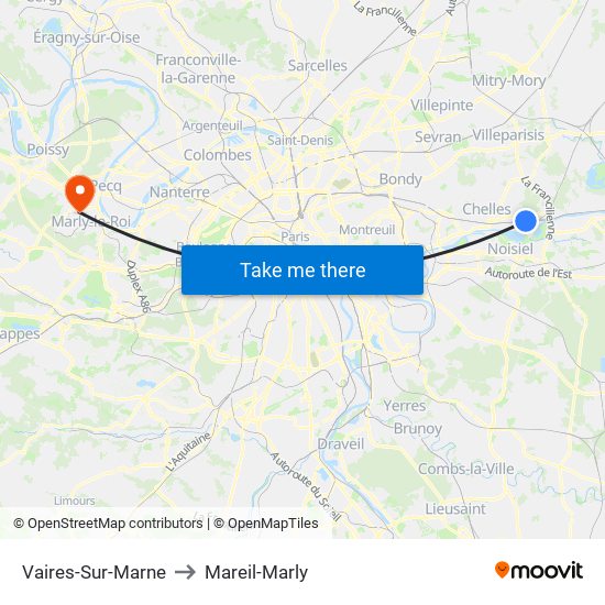 Vaires-Sur-Marne to Mareil-Marly map