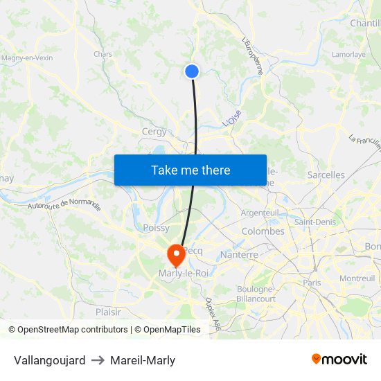 Vallangoujard to Mareil-Marly map