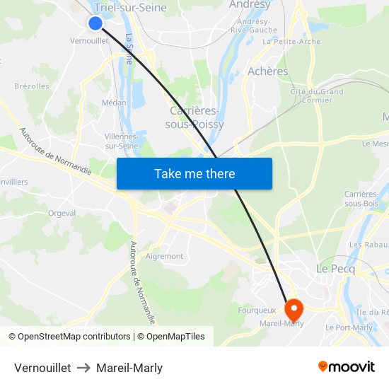 Vernouillet to Mareil-Marly map