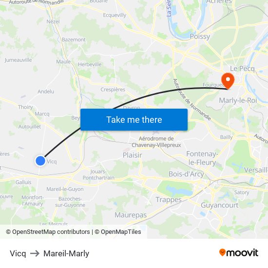 Vicq to Mareil-Marly map