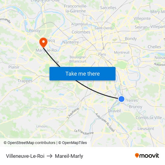 Villeneuve-Le-Roi to Mareil-Marly map