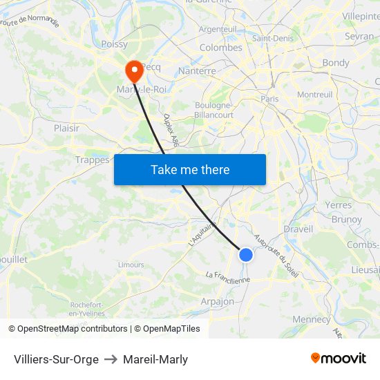 Villiers-Sur-Orge to Mareil-Marly map