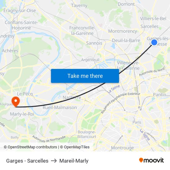 Garges - Sarcelles to Mareil-Marly map