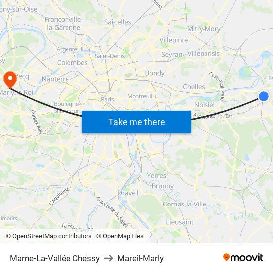Marne-La-Vallée Chessy to Mareil-Marly map