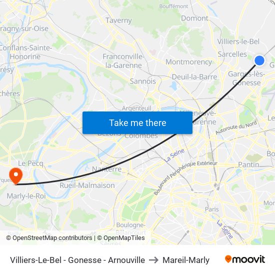 Villiers-Le-Bel - Gonesse - Arnouville to Mareil-Marly map